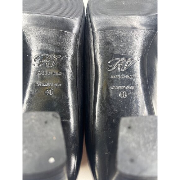 Roger Vivier Belle Vivier Buckle Pump Heels Leather  Black Block Heal Size 9.5 - Picture 8 of 12